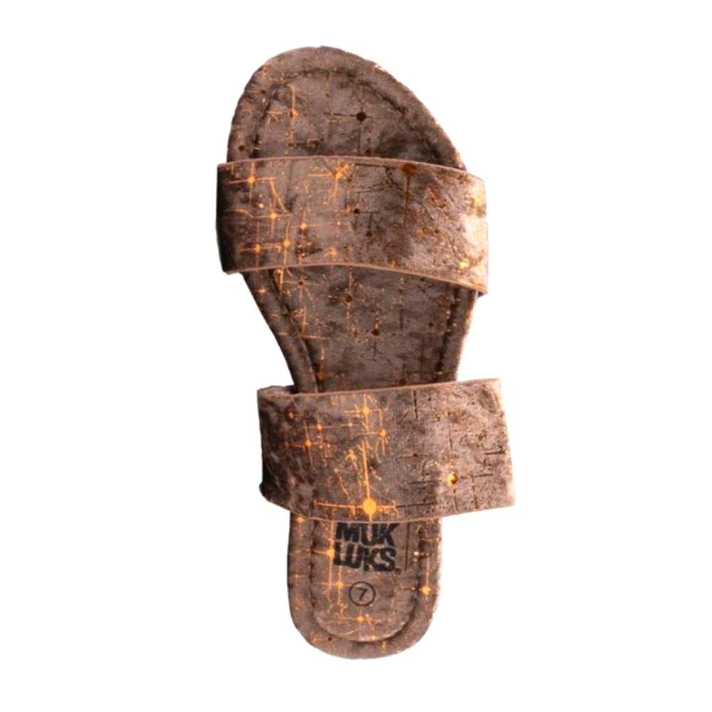 Brown/Gold Muk Luks Baylee Sandals, 8